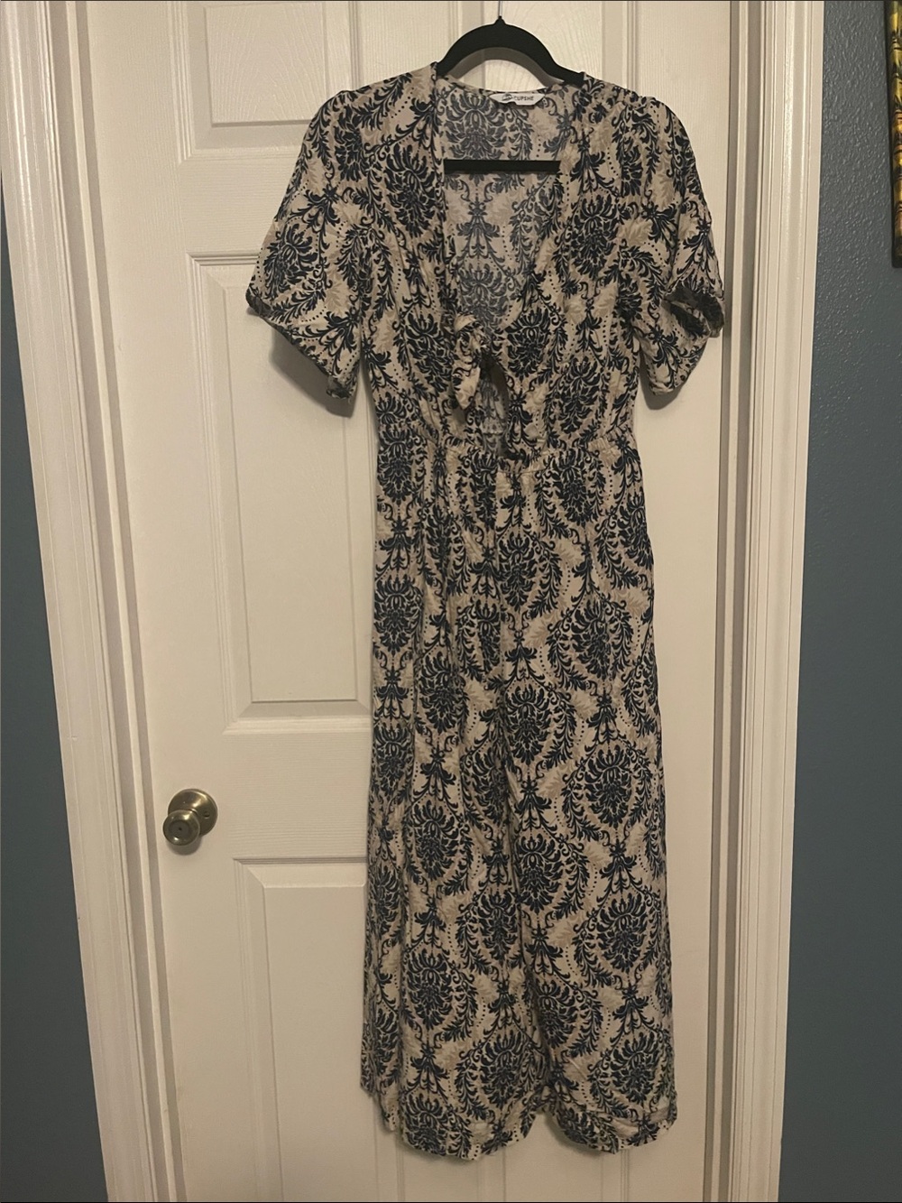 Women's Blue and Cream Patterned jumpsuits